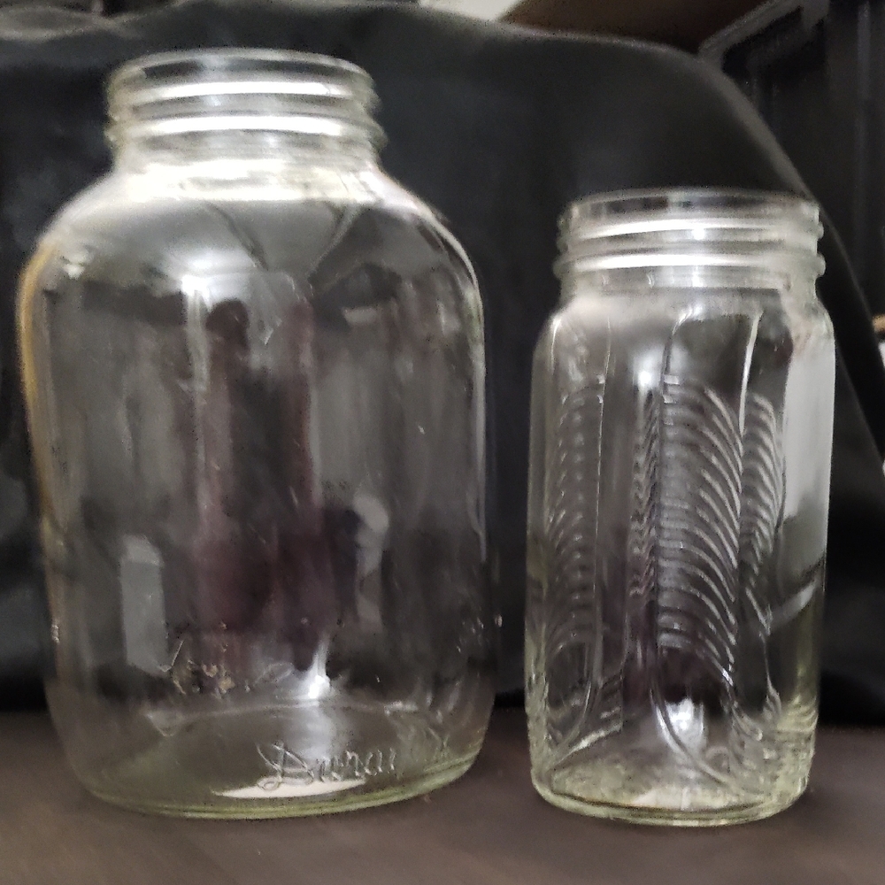 Set of Two Clear Glass Jars